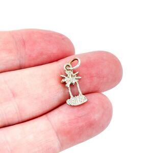 Vintage Sterling Silver 925 Palm Tree Island Pendant